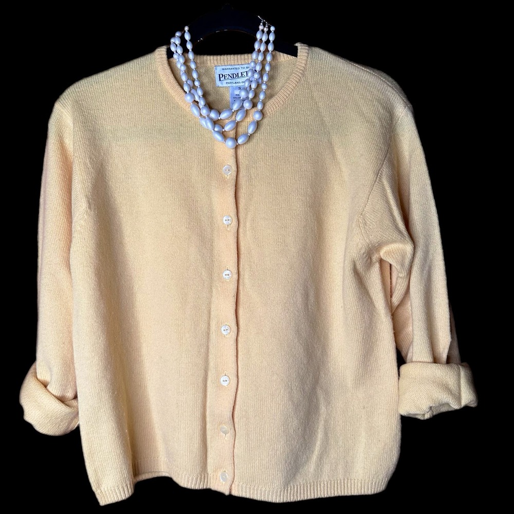 Pendleton Women’s Cardigan Button Up Yellow Wool Size Small - Picture 2 of 6